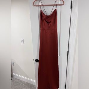 Dressy Collection Cowl-Nevk Cross Back Slip Dress in Auburn Moon